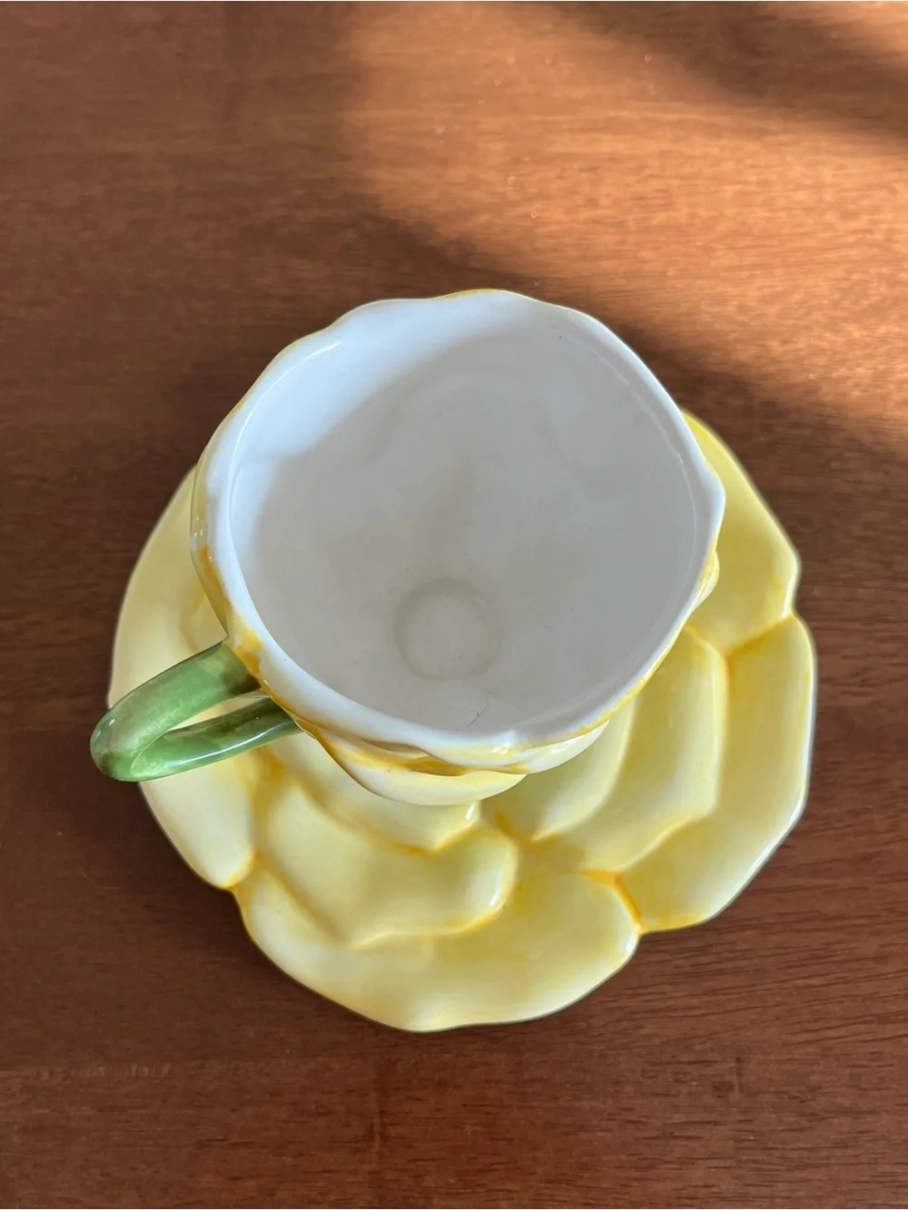 Floral Teacup & Saucer Set in Yellow